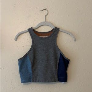 Outdoor Voices tri-color Athena crop top